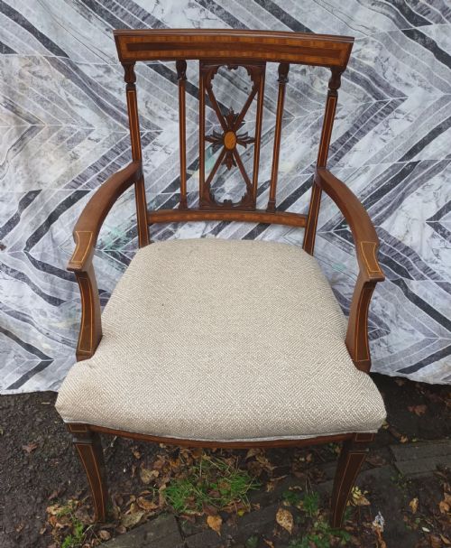 Edwardian Inlaid Mahogany Desk Armchair.