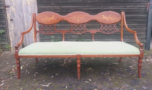 Early 20th Century Inlaid "End of Bed" Sofa/seat.