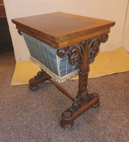 Early Victorian Rosewood Side Sewing Table.