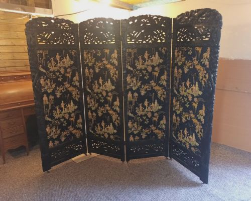 Large Oriental 4 Fold Dressing Screen
