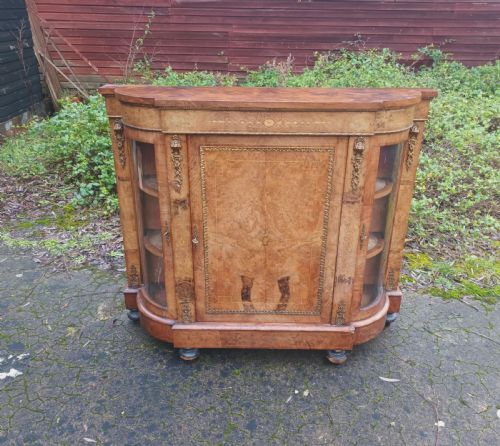 Victorian Inlaid Walnut Credenza with Gilt Metal Mounts.