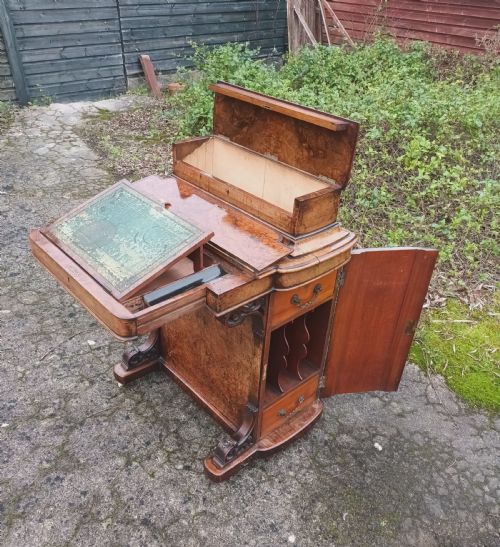 Victorian Inlaid Walnut Davenport