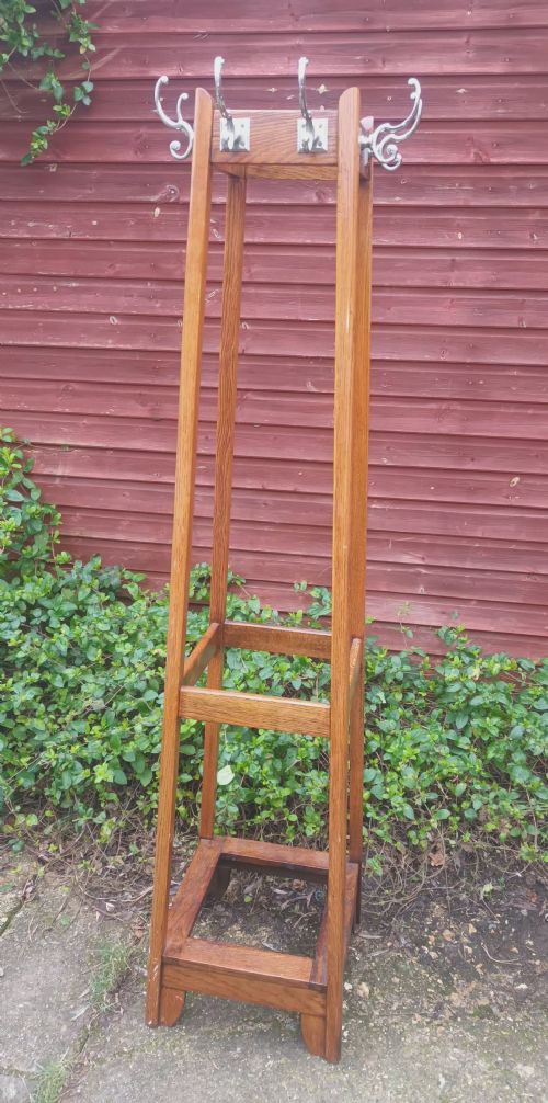 Art Deco Oak Hat,coat and Umbrella Hallstand.