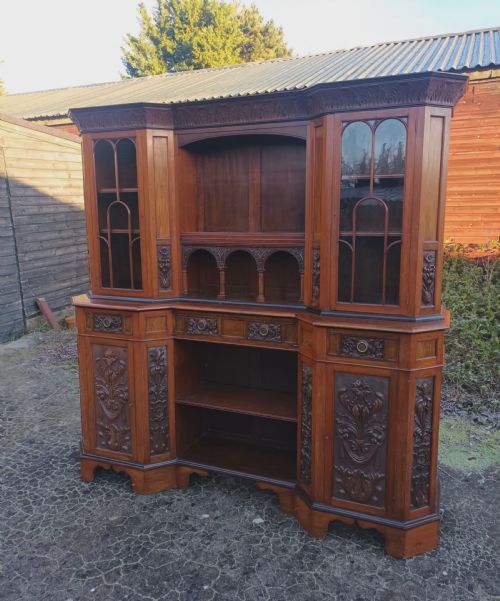 Large Carved Walnut Side Cabinet