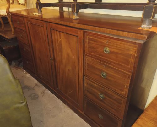 USEFUL INLAID MAHOGANY DWARF LINEN PRESS CUPBOARD WARDROBE - ADDITIONAL PHOTO 5