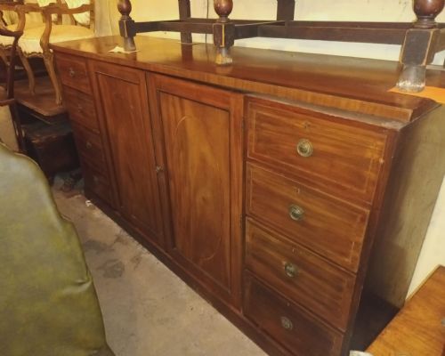 USEFUL INLAID MAHOGANY DWARF LINEN PRESS CUPBOARD WARDROBE - ADDITIONAL PHOTO 6