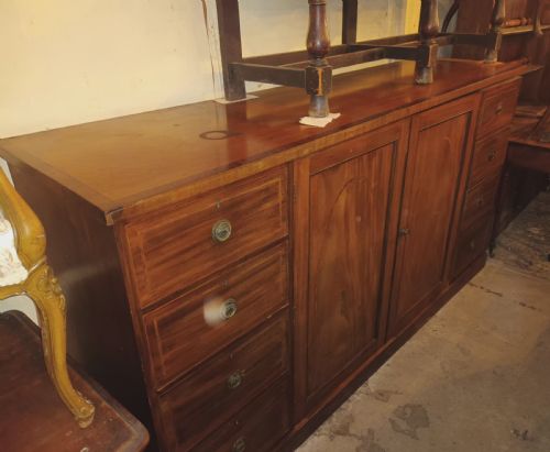 USEFUL INLAID MAHOGANY DWARF LINEN PRESS CUPBOARD WARDROBE - ADDITIONAL PHOTO 11