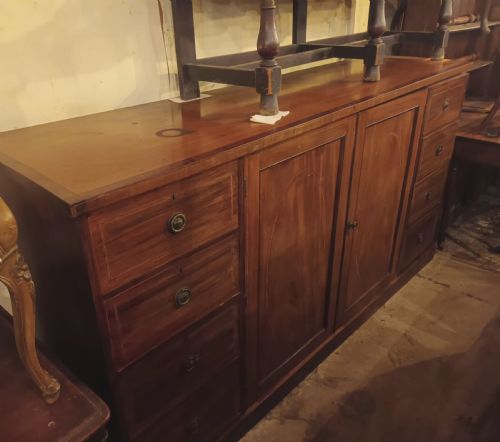 USEFUL INLAID MAHOGANY DWARF LINEN PRESS CUPBOARD WARDROBE - ADDITIONAL PHOTO 12