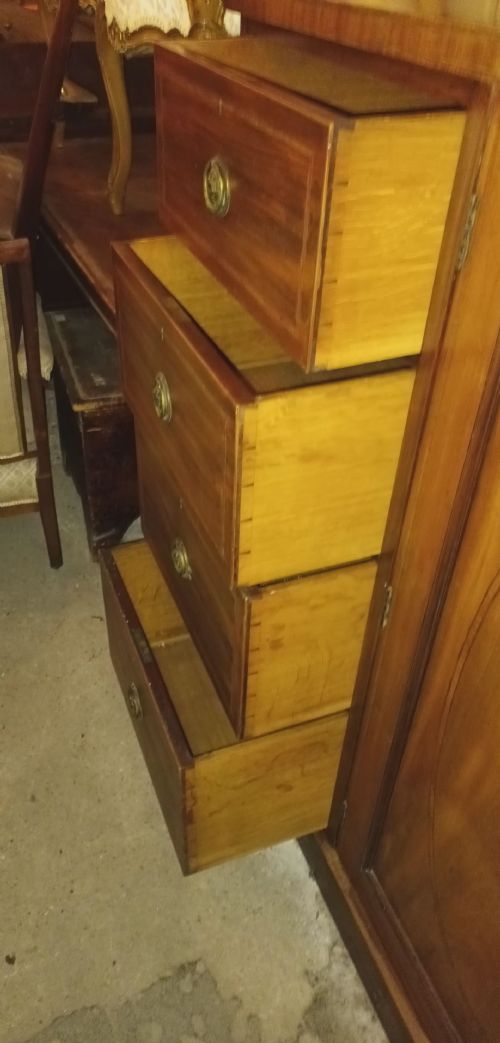 USEFUL INLAID MAHOGANY DWARF LINEN PRESS CUPBOARD WARDROBE - ADDITIONAL PHOTO 26