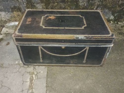 Large Studded Leather Camphorwood Trunk.