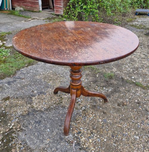 Slightly Larger Than Normal Oak and Elm Tip Top Table.