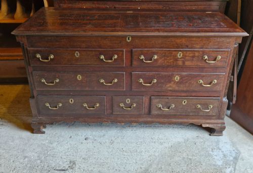 Early 19th Oak and Banded Lancashire Mule Chest.