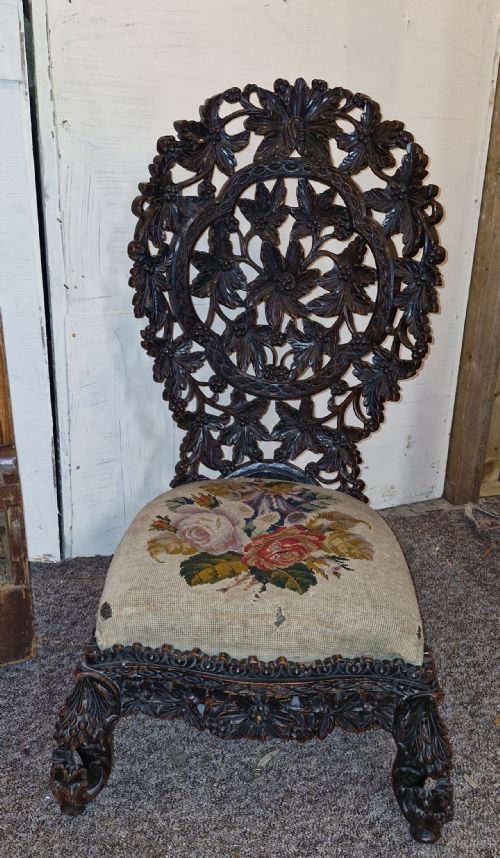 Carved Anglo Indian Low Chair