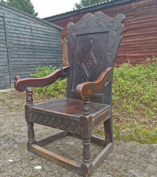 Large 17th Century Oak Wainscot Armchair
