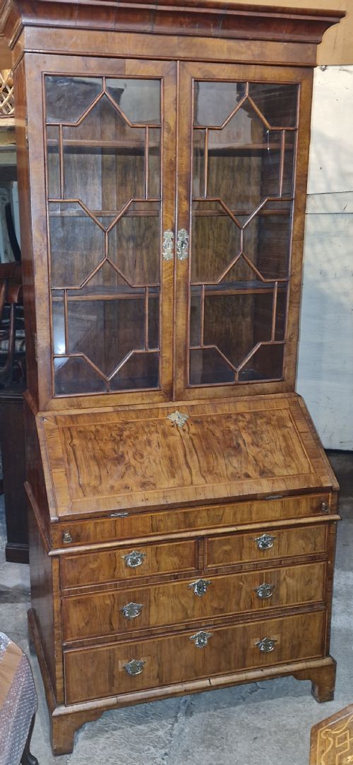 ANTIQUE WALNUT BUREAU BOOKCASE - ADDITIONAL PHOTO 1