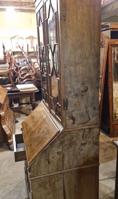 ANTIQUE WALNUT BUREAU BOOKCASE - ADDITIONAL PHOTO 5