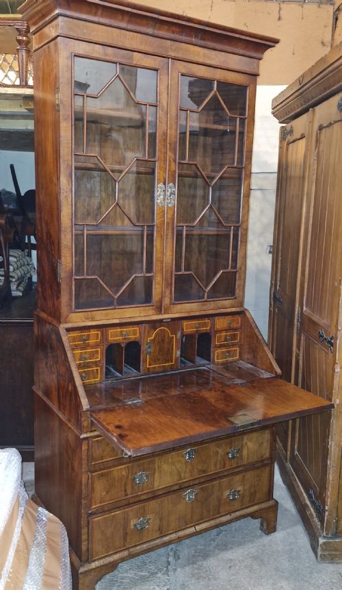 ANTIQUE WALNUT BUREAU BOOKCASE - ADDITIONAL PHOTO 7