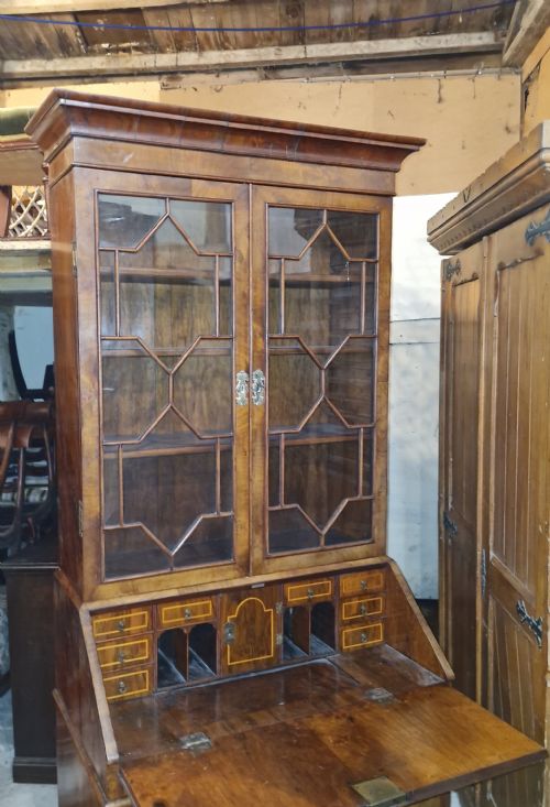 ANTIQUE WALNUT BUREAU BOOKCASE - ADDITIONAL PHOTO 8