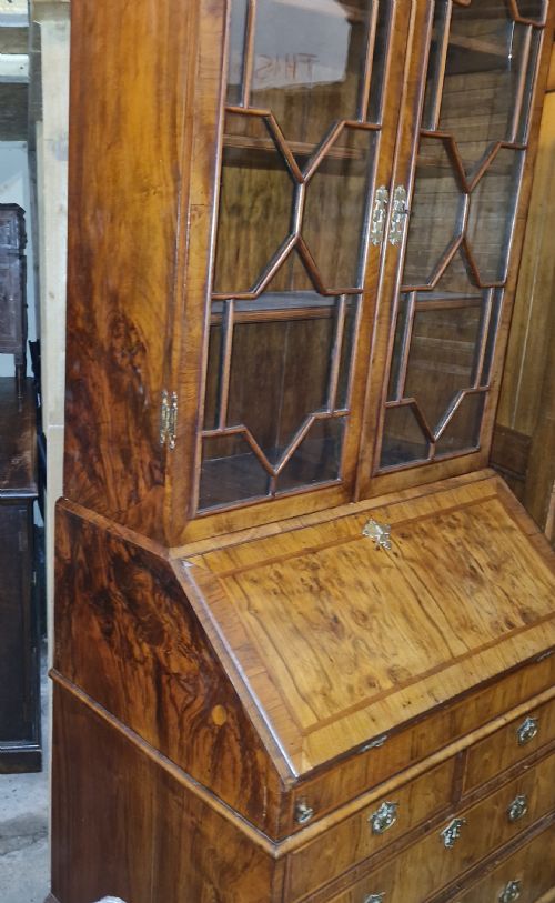 ANTIQUE WALNUT BUREAU BOOKCASE - ADDITIONAL PHOTO 10