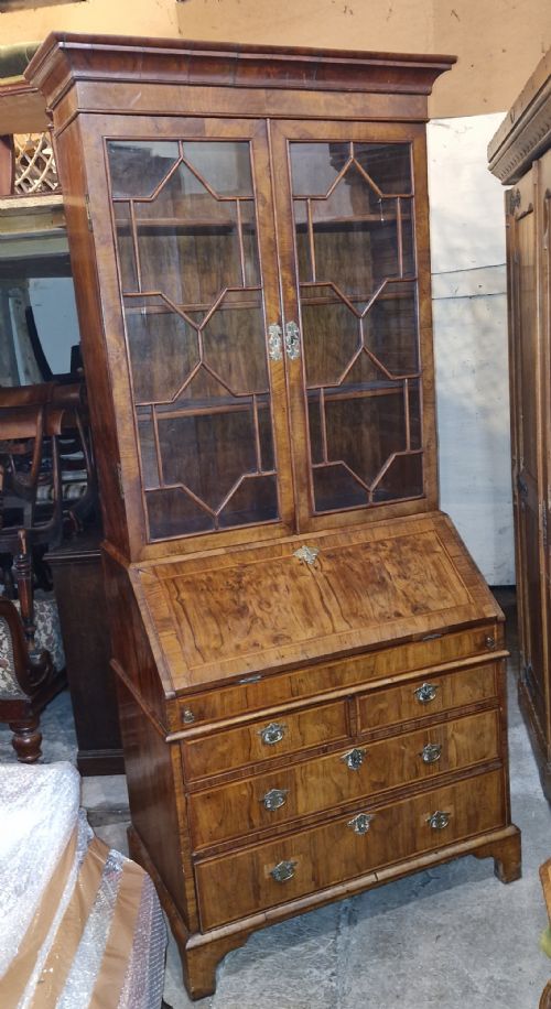 ANTIQUE WALNUT BUREAU BOOKCASE - ADDITIONAL PHOTO 11