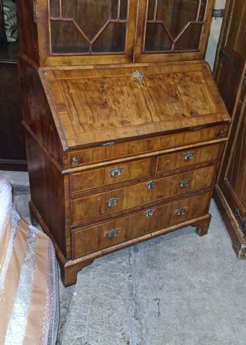 ANTIQUE WALNUT BUREAU BOOKCASE - ADDITIONAL PHOTO 12
