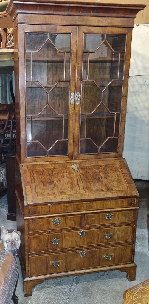 ANTIQUE WALNUT BUREAU BOOKCASE - ADDITIONAL PHOTO 13