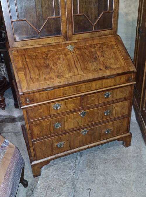ANTIQUE WALNUT BUREAU BOOKCASE - ADDITIONAL PHOTO 14