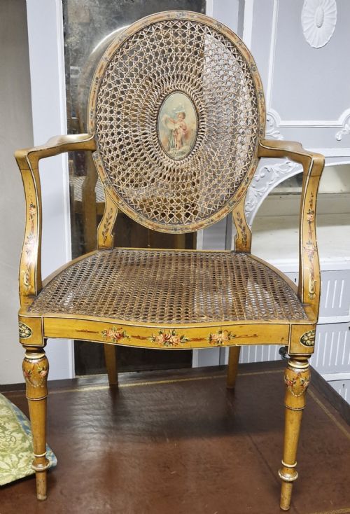 Decorated Caned Armchair