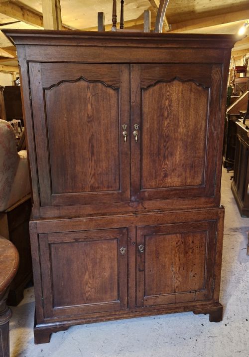 Late Georgian Oak 2 Part Housekeepers Cupboard.
