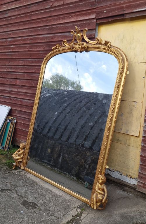 Large 19th Century Gilt Overmantel Mirror.