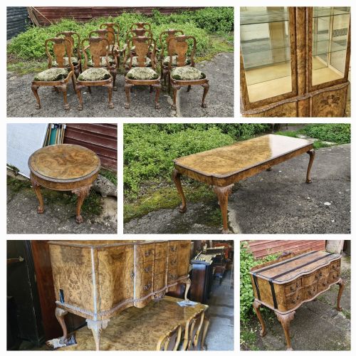 1930s Walnut Complete Dining Room Suite.