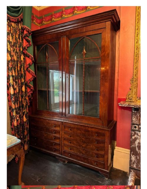 LARGE MID 19TH CENTURY MAHOGANY BOOKCASE CABINET - ADDITIONAL PHOTO 5