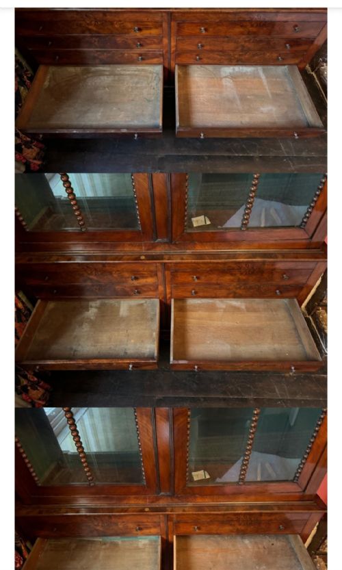 LARGE MID 19TH CENTURY MAHOGANY BOOKCASE CABINET - ADDITIONAL PHOTO 8