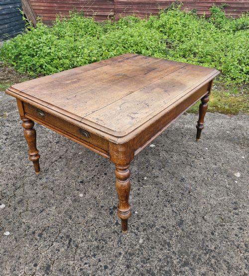 Late Victorian Oak Kitchen Dining Table.