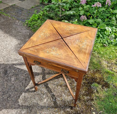 Late Victorian Inlaid Rosewood Games Table.