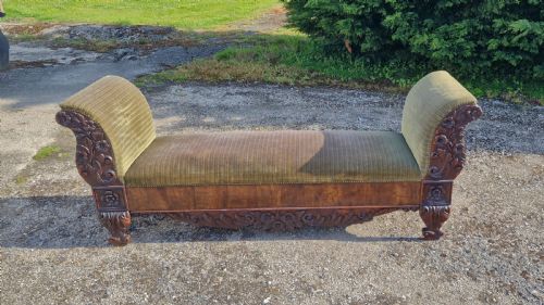 19th Century Carved Mahogany Hall Seat