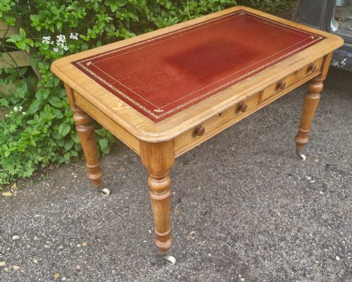 VICTORIAN OAK 2 DRAWER WRITING TABLE - ADDITIONAL PHOTO 4