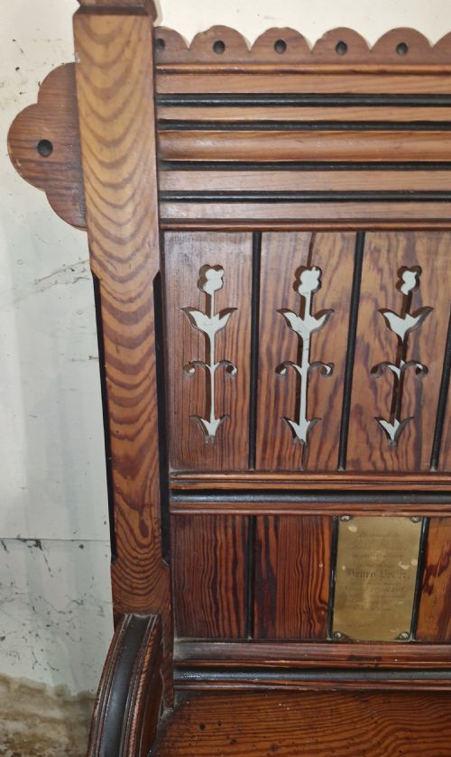 PAIR OF VICTORIAN PITCH PINE HALL CHAIRS - ADDITIONAL PHOTO 3