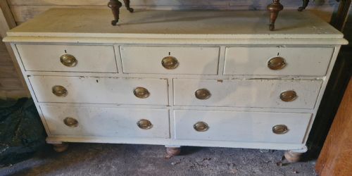 Victorian Painted Pine Kitchen Dresser Base.