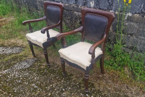 Pair of Late Mahogany Library Desk Armchairs.