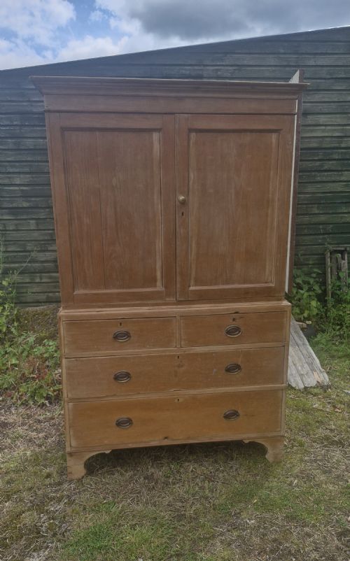 Early 19th Century Pine Linen Press. 

