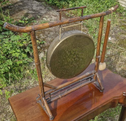 Late Victorian Bamboo Framed Table Dinner Gong