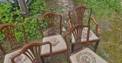 SET OF 8 MAHOGANY DINING CHAIRS WITH NEEDLEWORK DROP IN SEATS - ADDITIONAL PHOTO 7