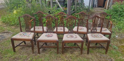 SET OF 8 MAHOGANY DINING CHAIRS WITH NEEDLEWORK DROP IN SEATS - ADDITIONAL PHOTO 8