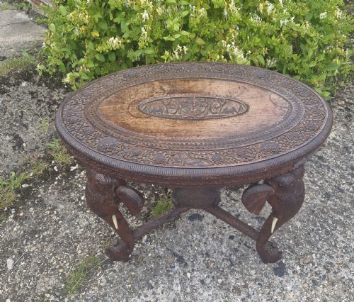 Late Victorian Carved Elephant Table.