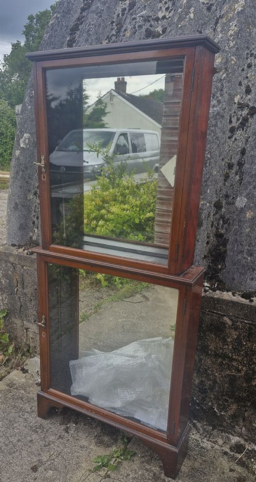 Late Victorian Mahogany Chemist's 2 Part Cabinet.