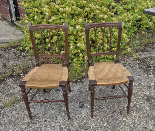 Late Victorian Mahogany Caned Bedroom Chairs.