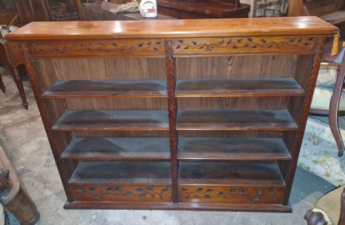 Late Victorian Pitch Pine Open Front Bookcase.