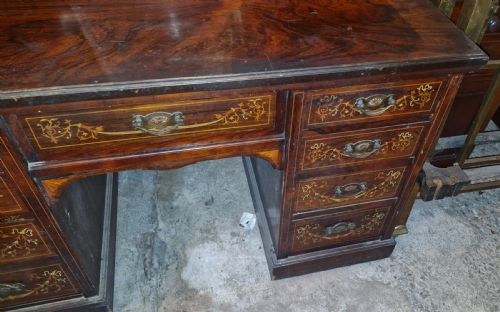 LATE VICTORIAN SATINWOOD AND BONE INLAID ROSEWOOD DRESSING TABLE - ADDITIONAL PHOTO 5