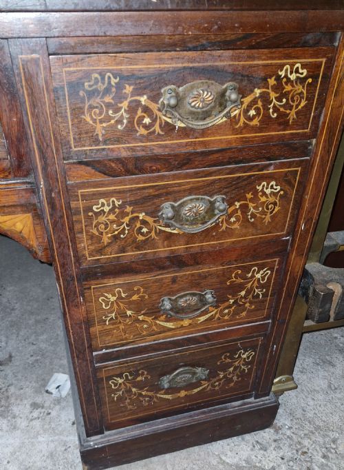 LATE VICTORIAN SATINWOOD AND BONE INLAID ROSEWOOD DRESSING TABLE - ADDITIONAL PHOTO 8